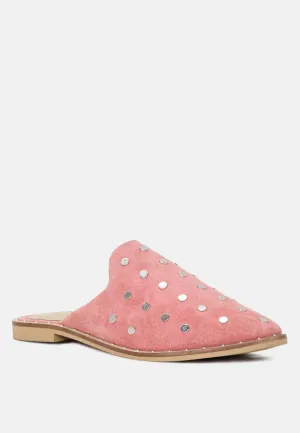 JODIE Dusty Pink Studded Leather Mules