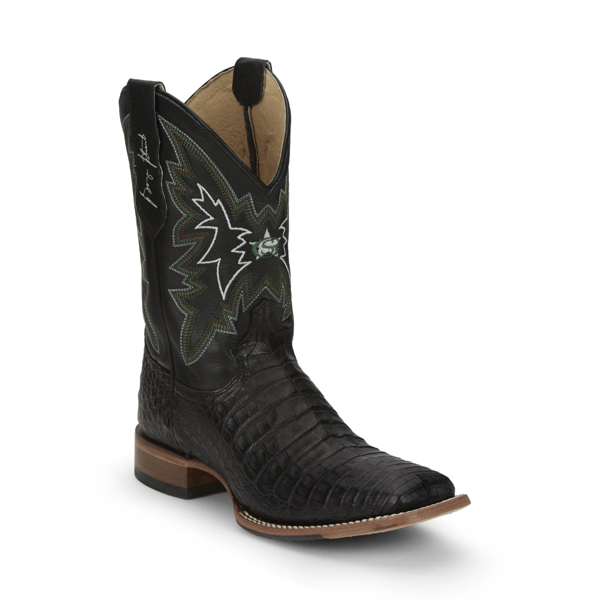 JUSTIN MEN'S HAGGARD BLACK CAIMAN WESTERN BOOTS - GR5705