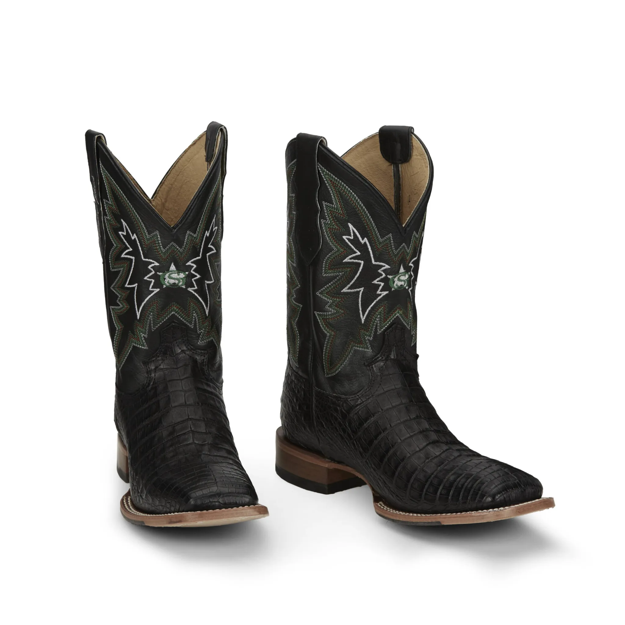 JUSTIN MEN'S HAGGARD BLACK CAIMAN WESTERN BOOTS - GR5705