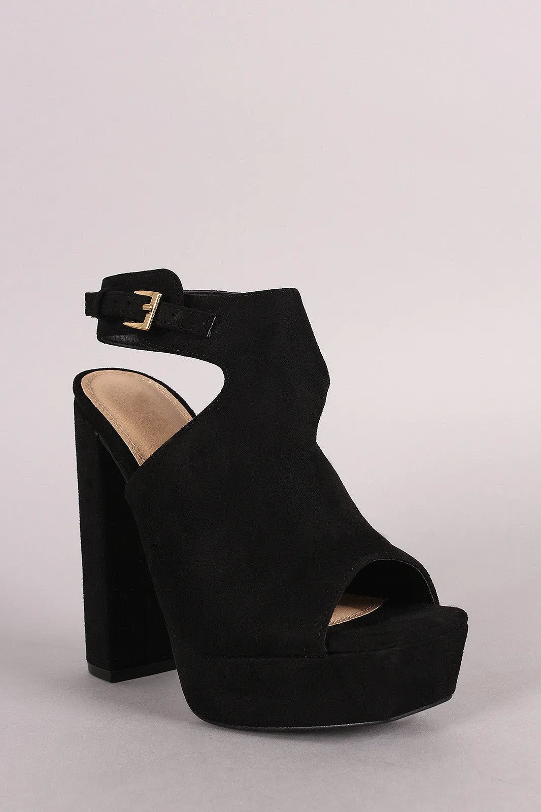 Liliana Suede Square Open Toe Mule Chunky Heel