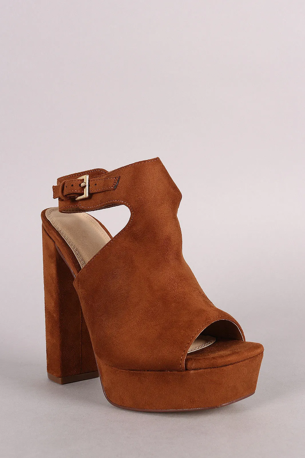 Liliana Suede Square Open Toe Mule Chunky Heel