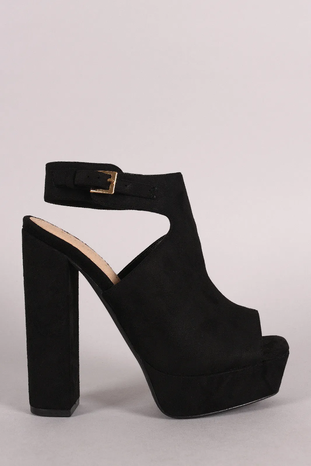 Liliana Suede Square Open Toe Mule Chunky Heel