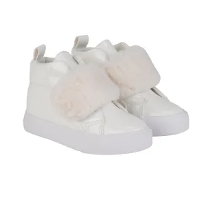 LITTLE A - Bear Hugs Furever Faux Fur Strap High Top - White