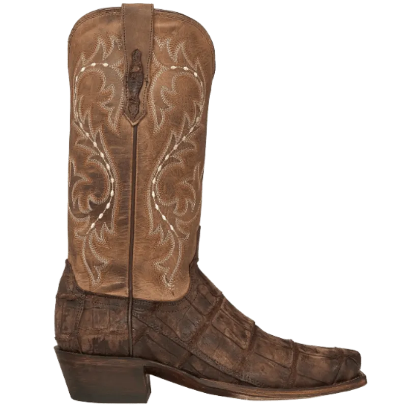 Lucchese Men's Burke Chocolate Distressed Giant Gator Western Boots M3195.74