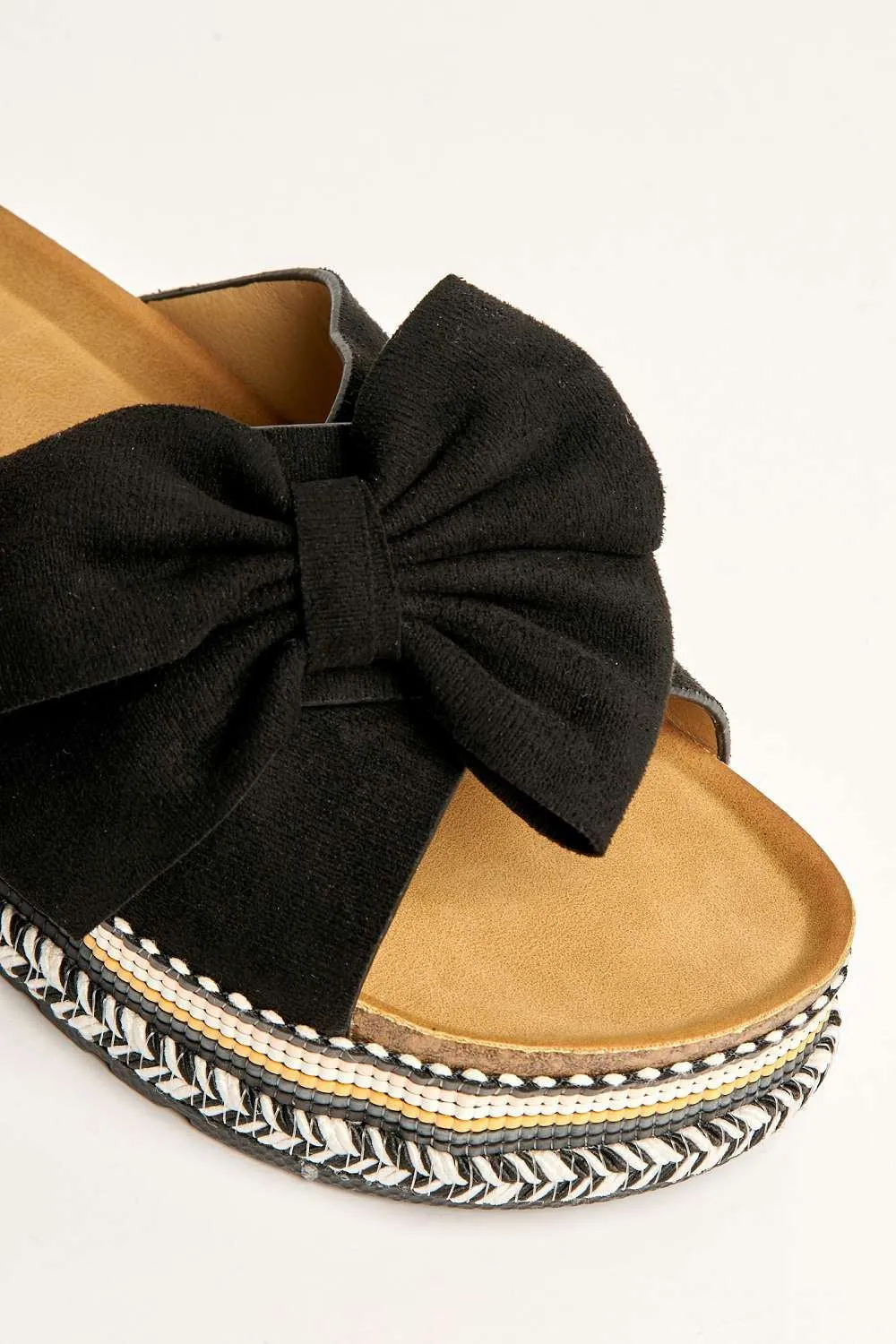 Lucia Crossover Knotted Bow Band Espadrilles in Black