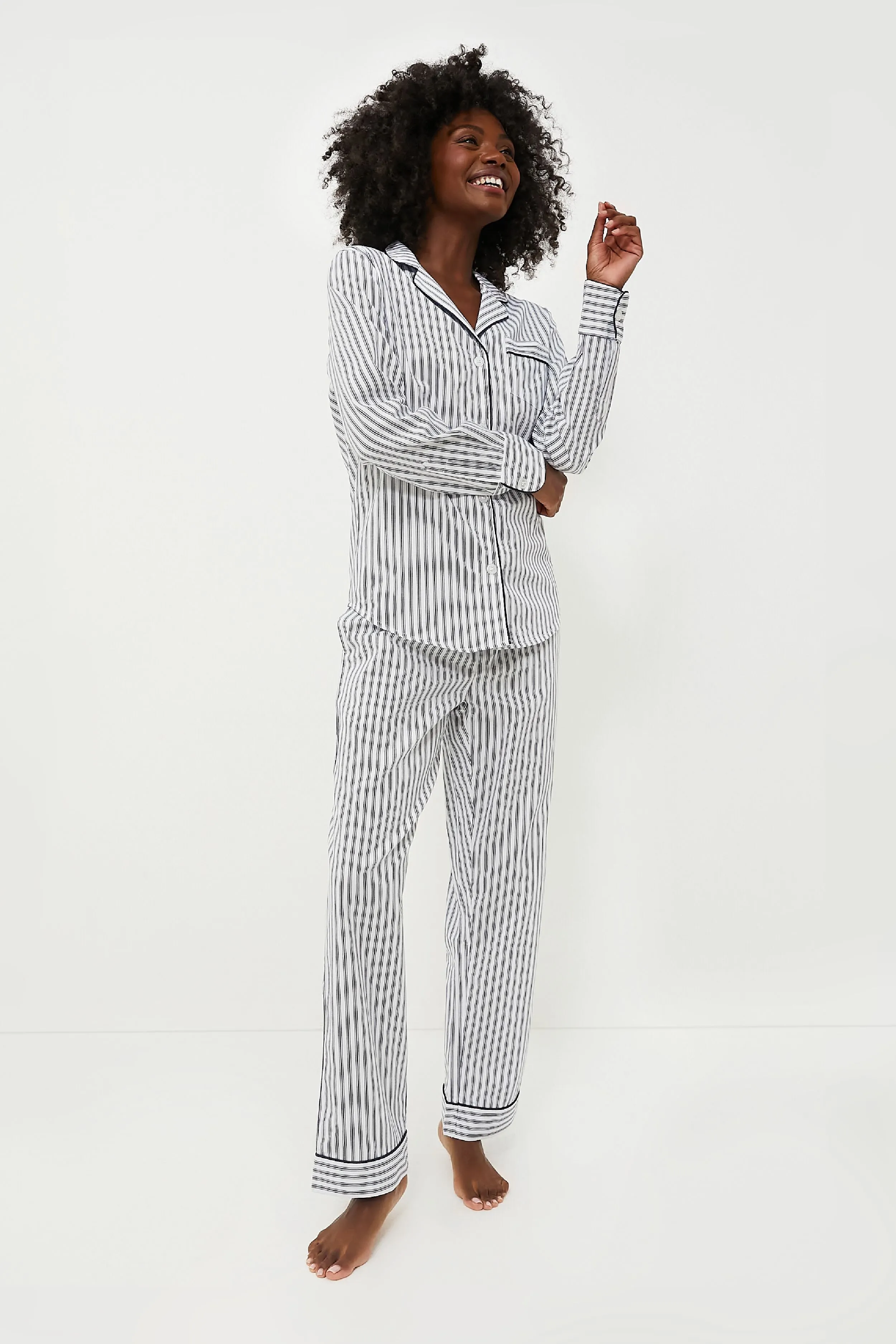 Navy French Ticking Pajama Set