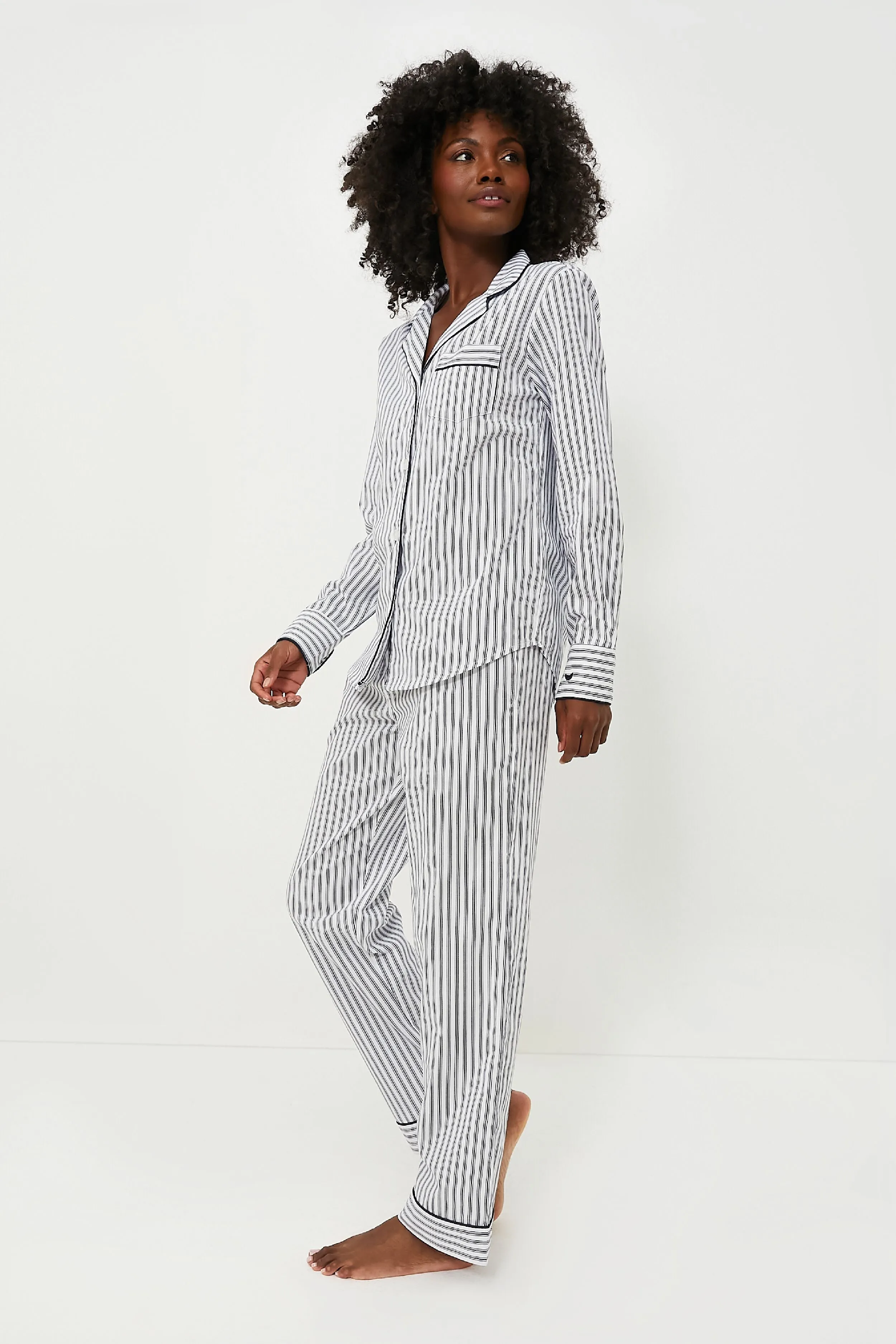 Navy French Ticking Pajama Set