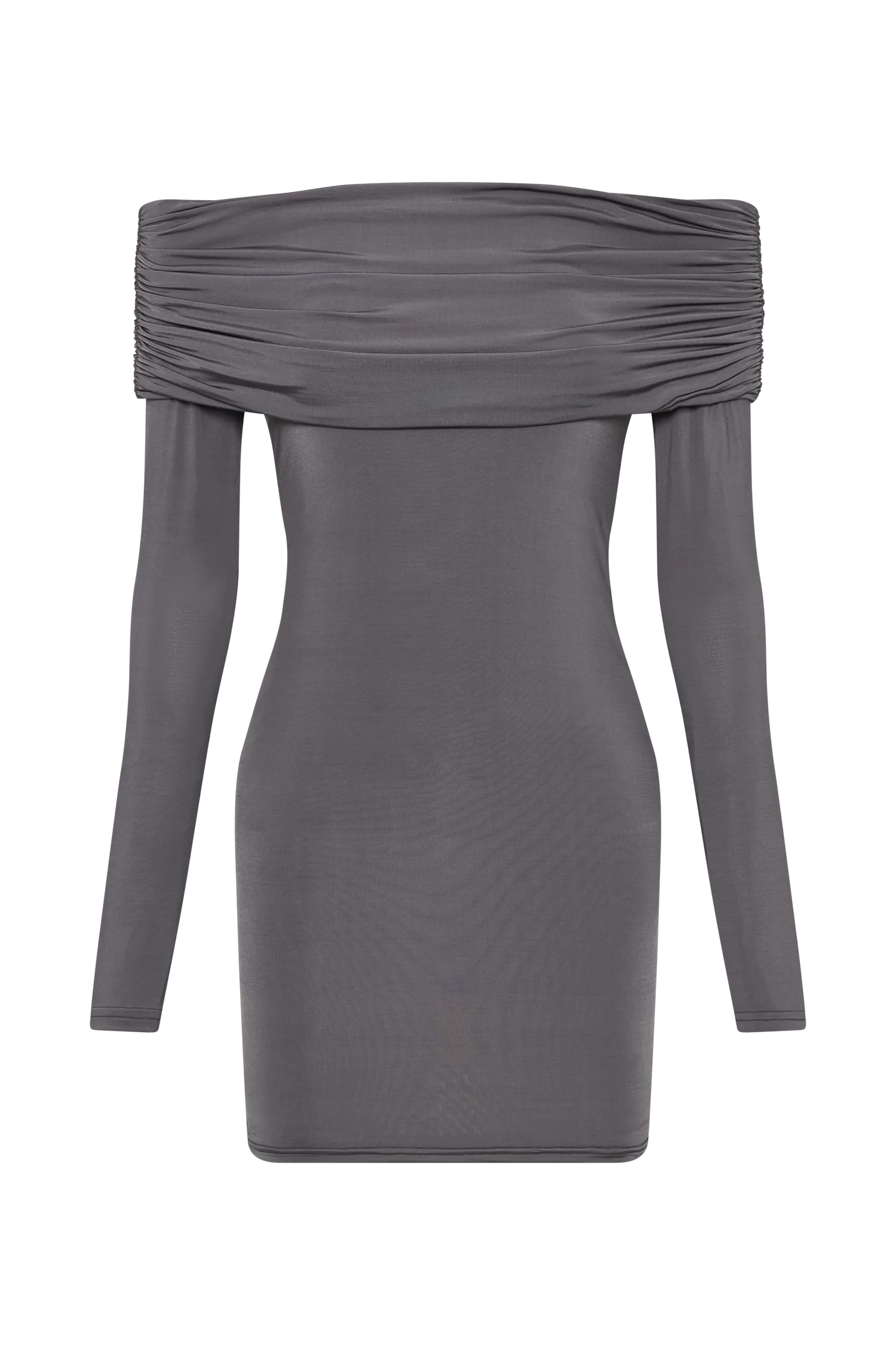 Nicky Off Shoulder Slinky Mini Dress - Charcoal