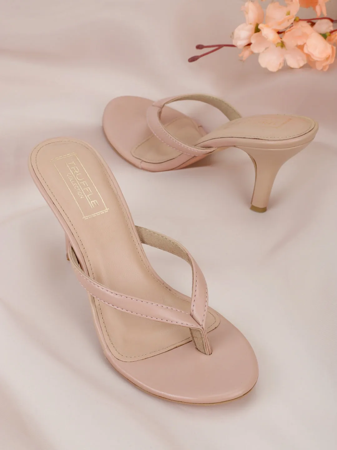 Nude PU Flip Flop Stiletto Mules (TP10161-NUD)