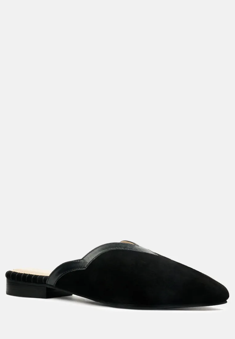 ORLA Black Classic Suede Walking Mules