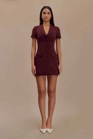 Paolina Collared Suiting Mini Dress - Plum