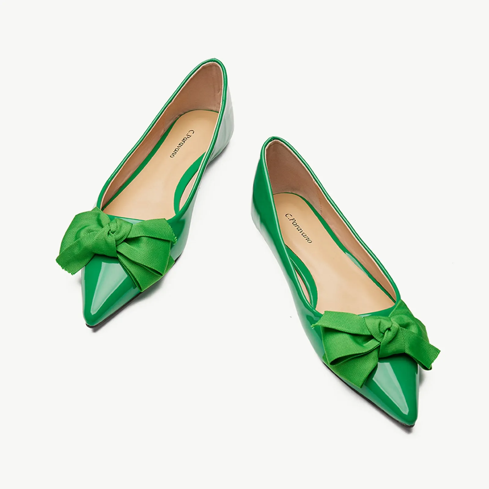 Patent Pointy Bow Flats (Aida) Green