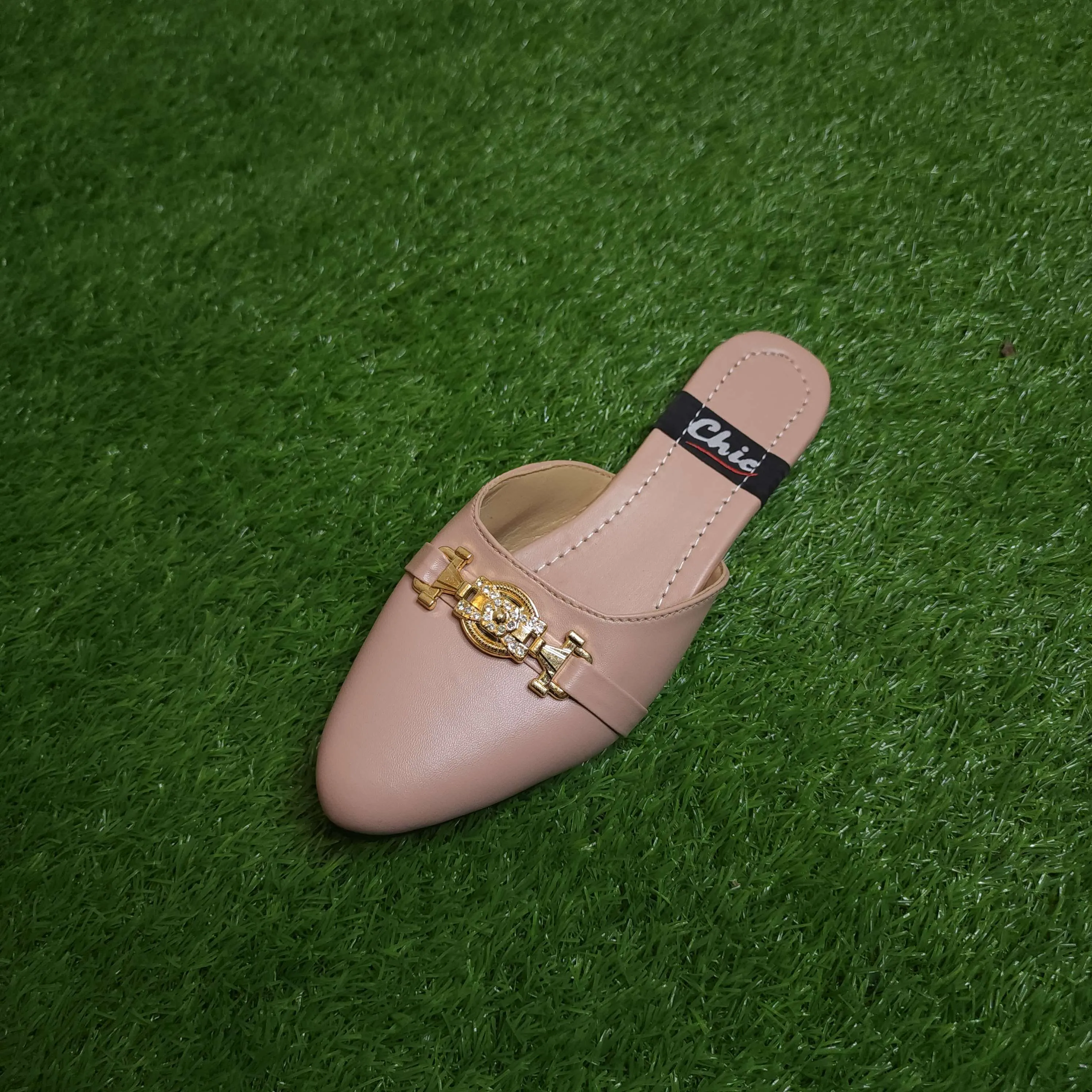 Pink Buckle Mules in Flat Sole