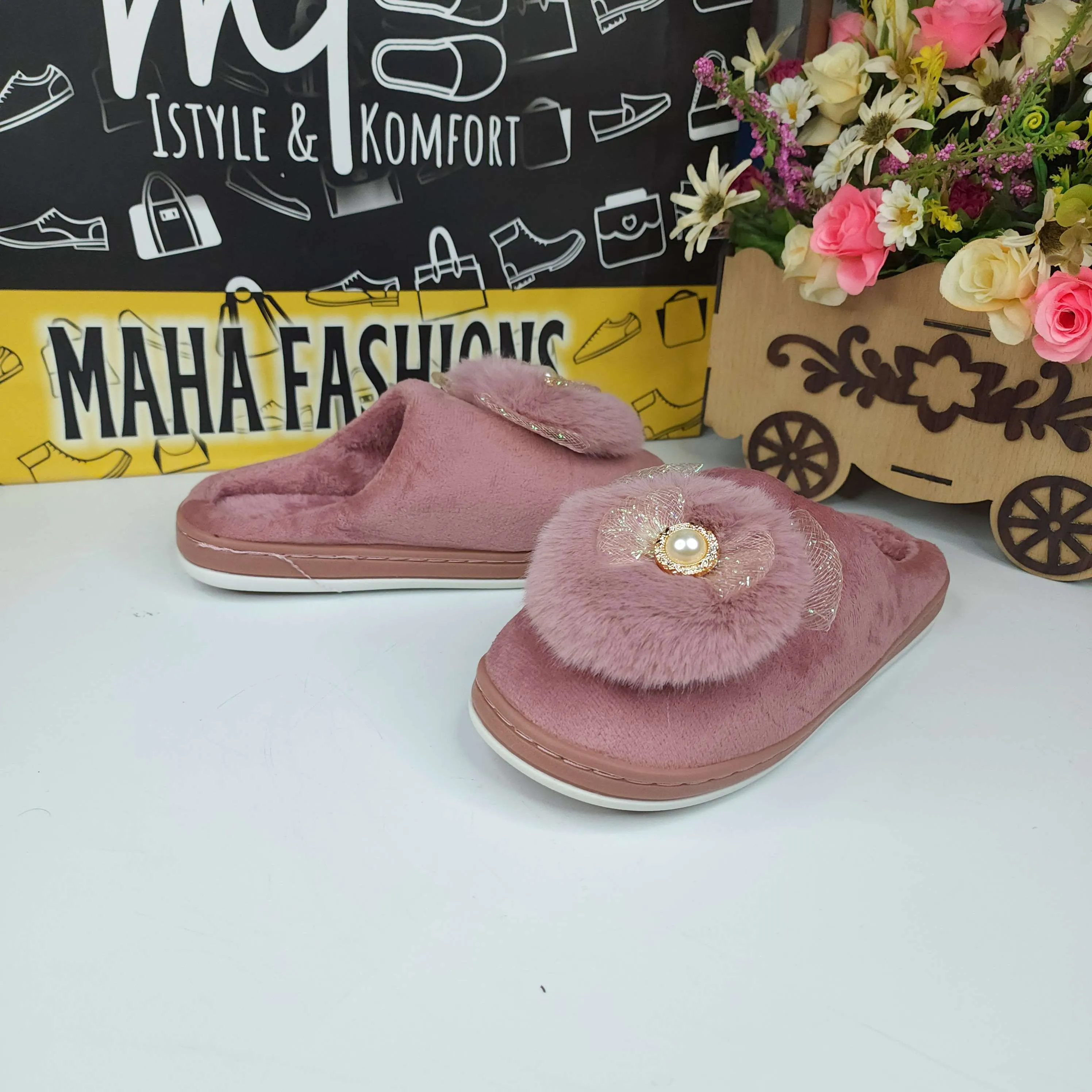 Pink Fur Mules