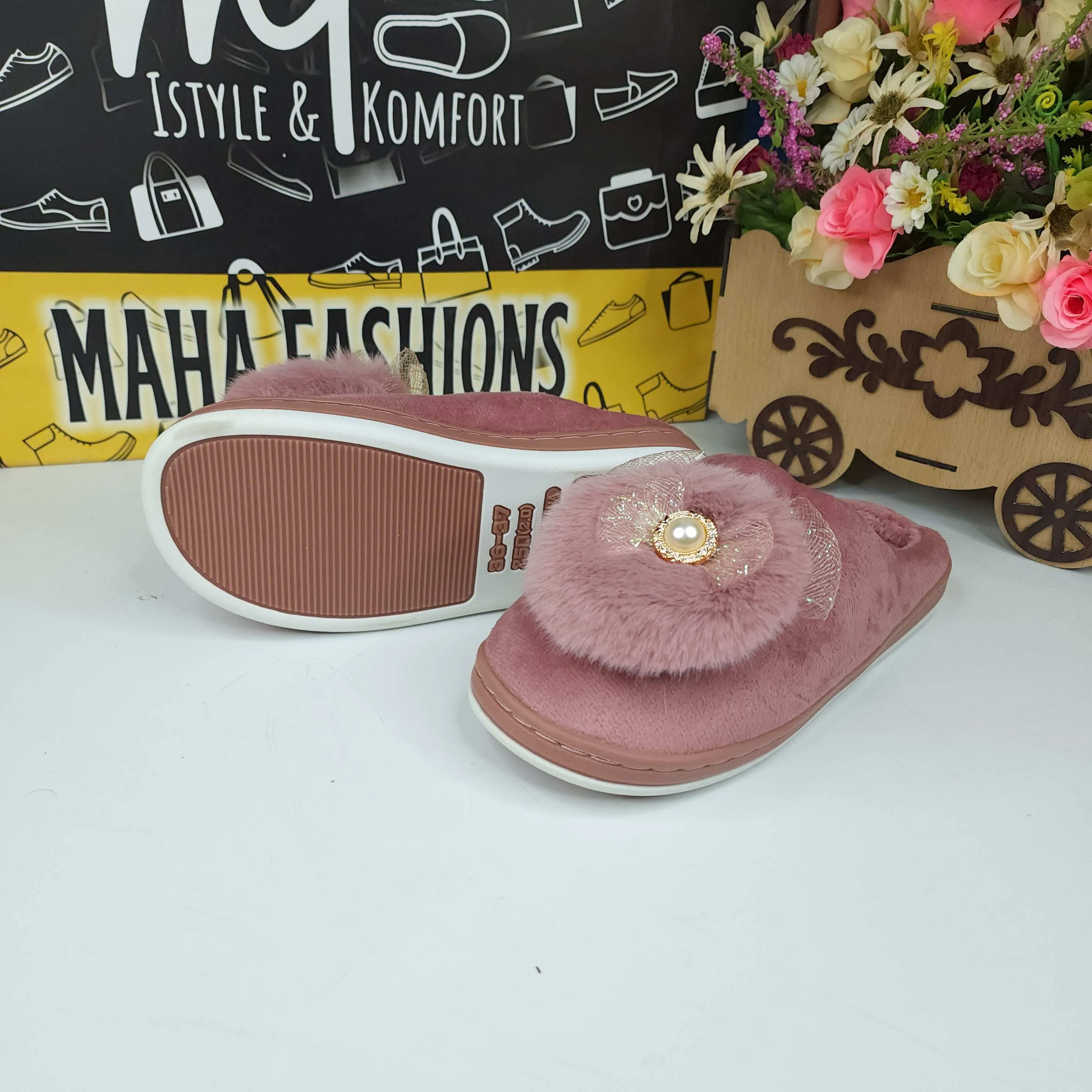 Pink Fur Mules