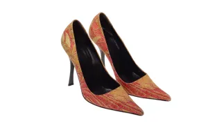 Roberto Cavalli - Red Gold Metallic Pointed Toe Heels - IT 38 1/2