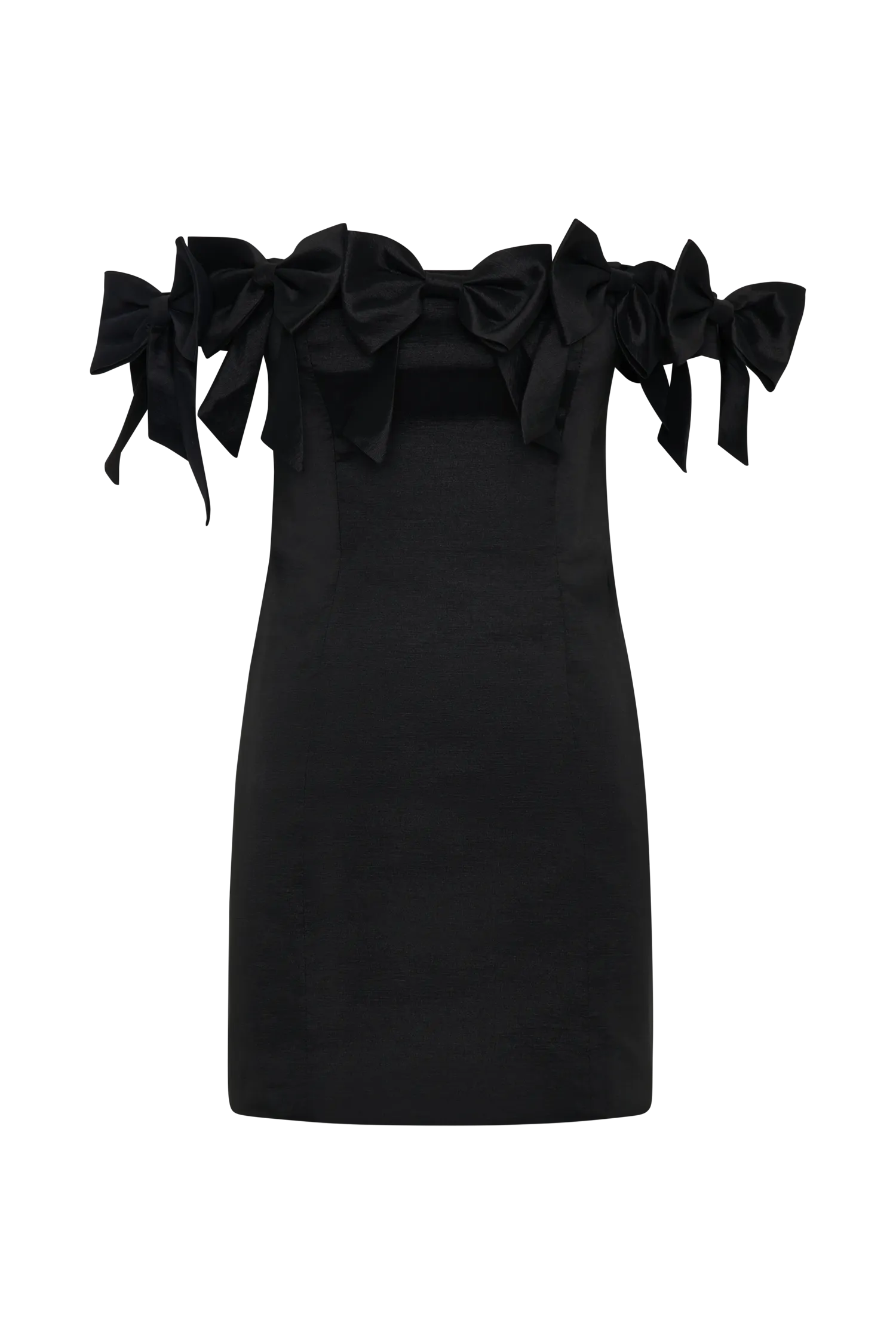 Rose Strapless Bow Mini Dress - Black