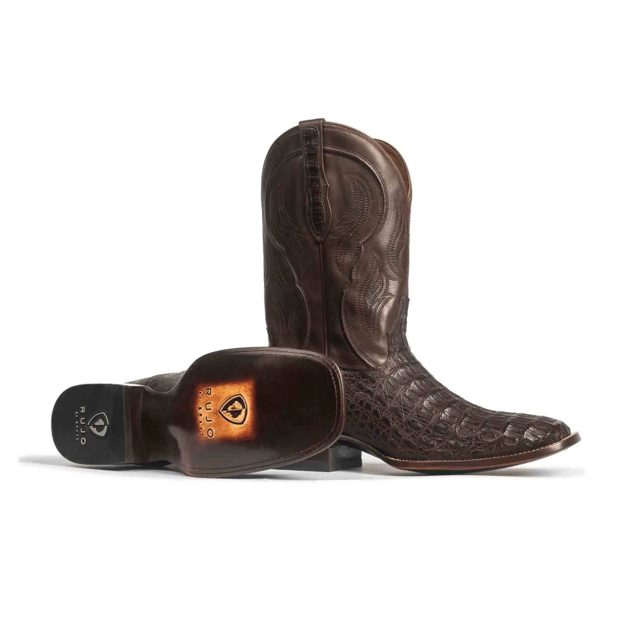 Rujo Boots Men's The Jake Chocolate Caiman Hornback Boots