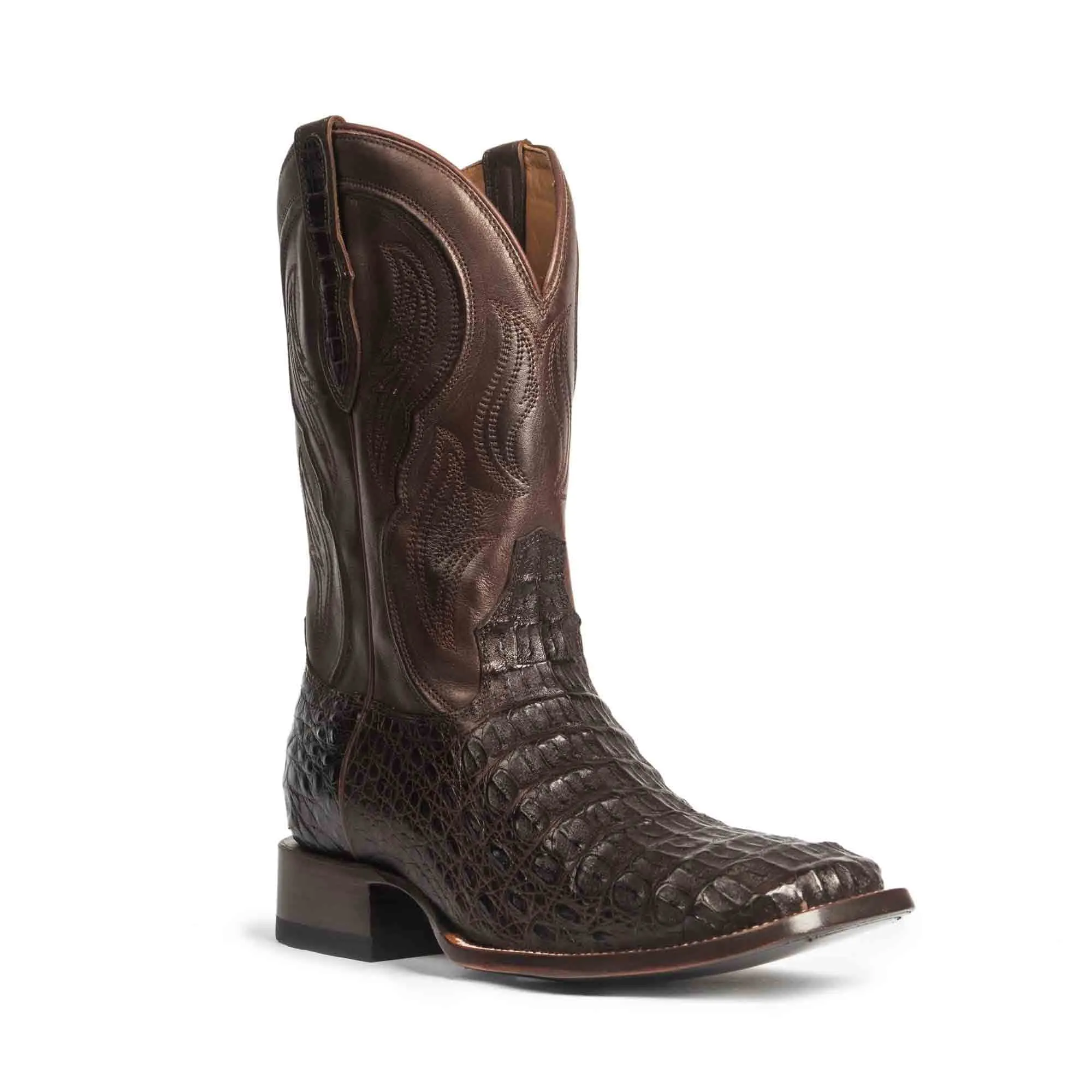 Rujo Boots Men's The Jake Chocolate Caiman Hornback Boots