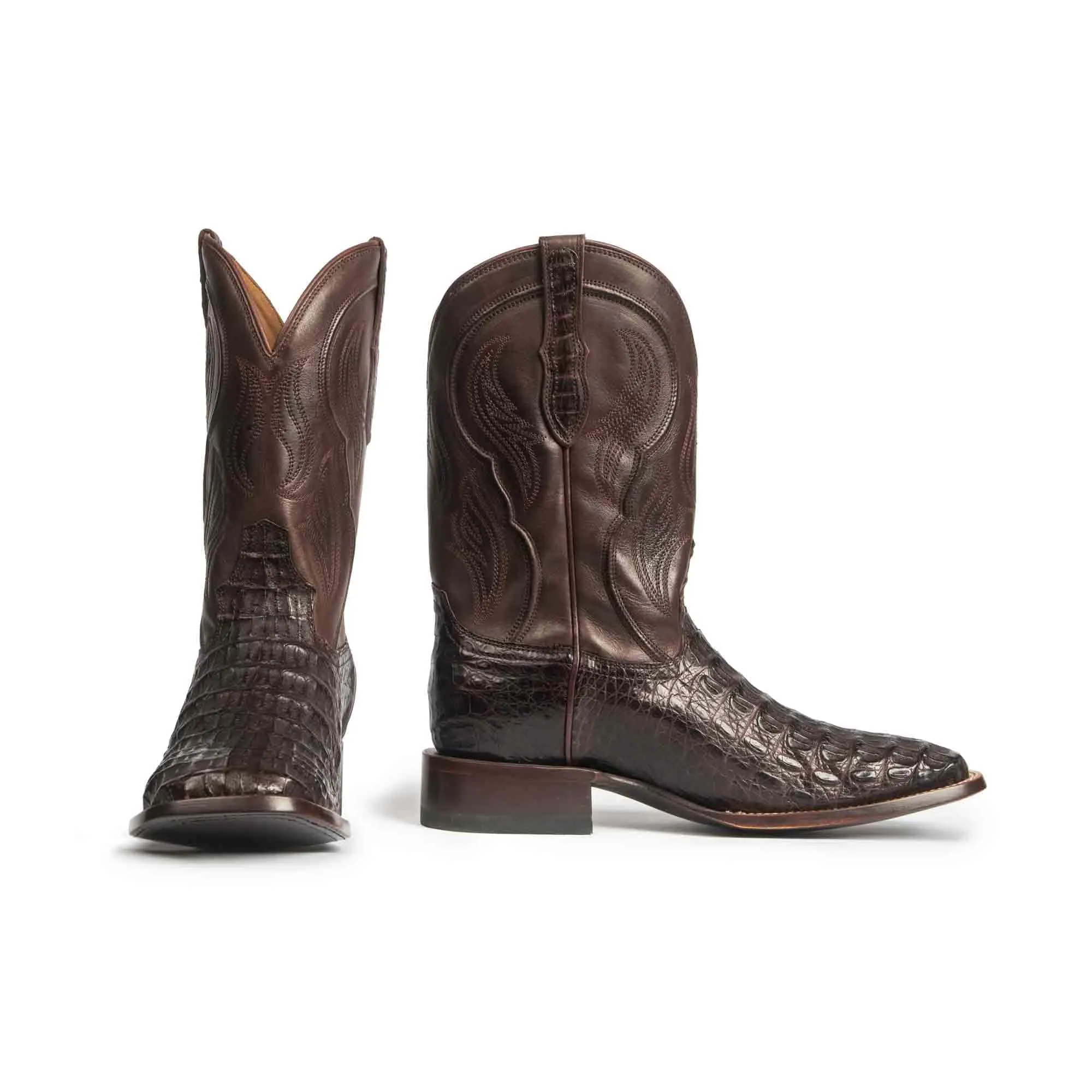 Rujo Boots Men's The Jake Chocolate Caiman Hornback Boots