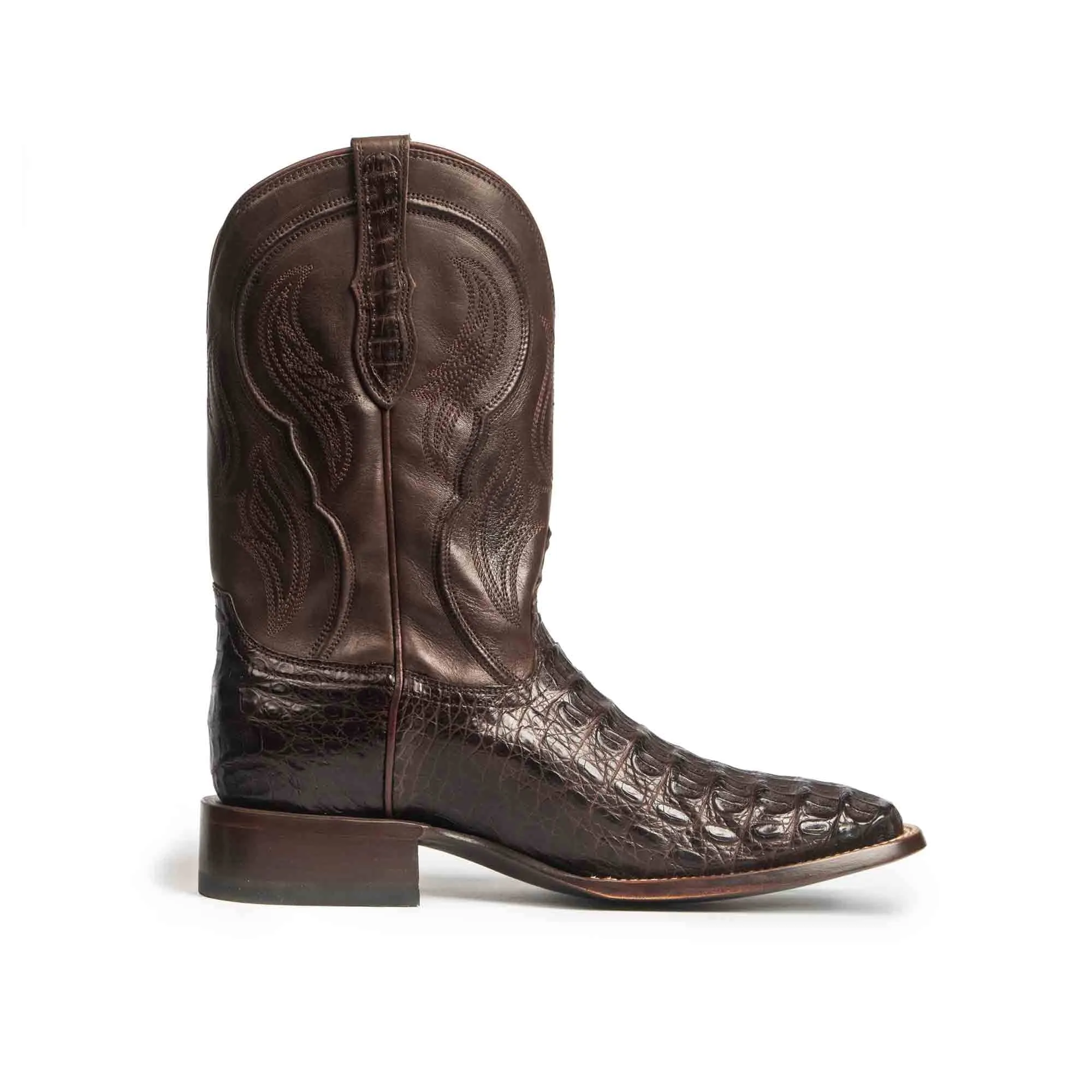 Rujo Boots Men's The Jake Chocolate Caiman Hornback Boots