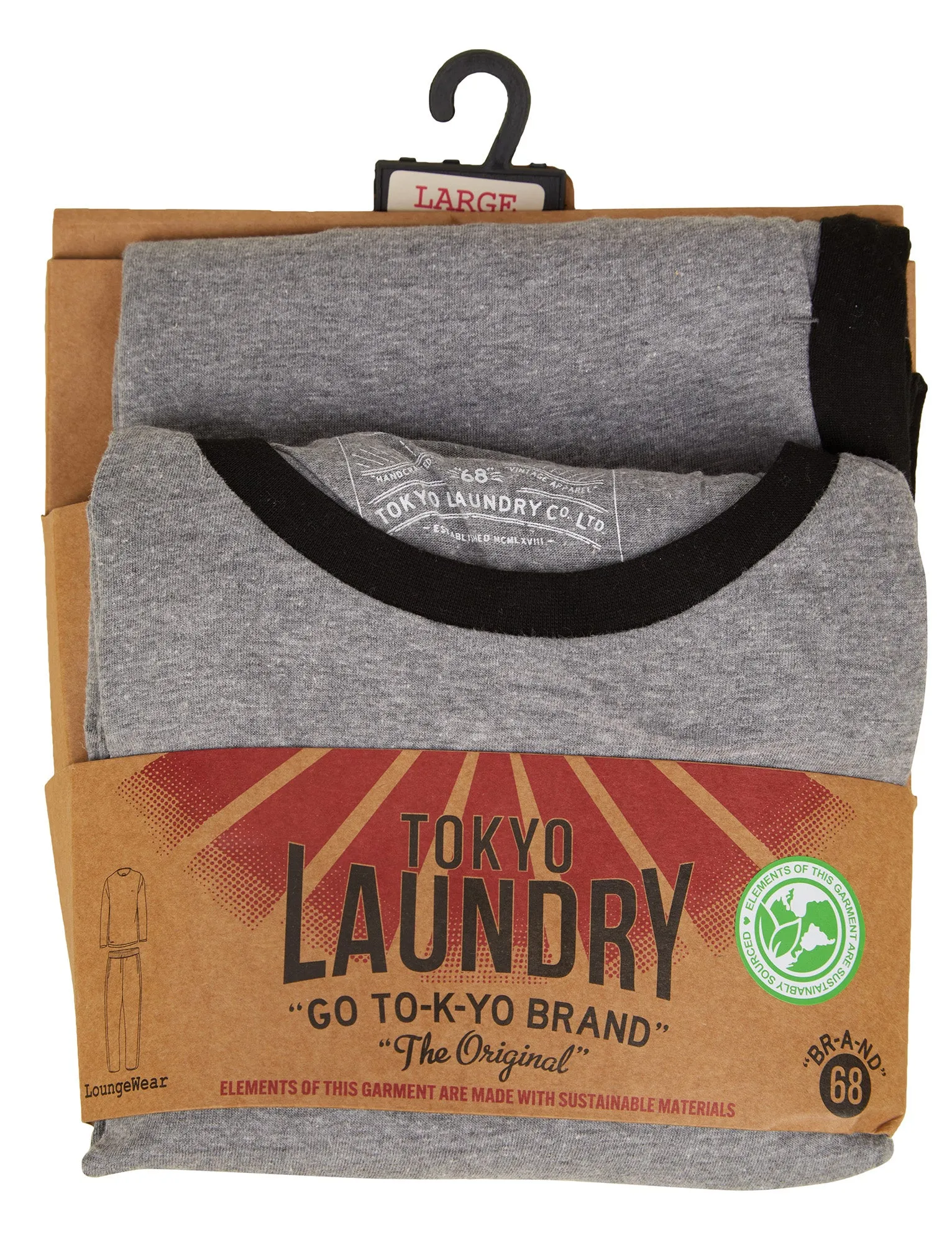 Severn 2pc Long Sleeve Cotton Lounge Set in Mid Grey Marl - Tokyo Laundry