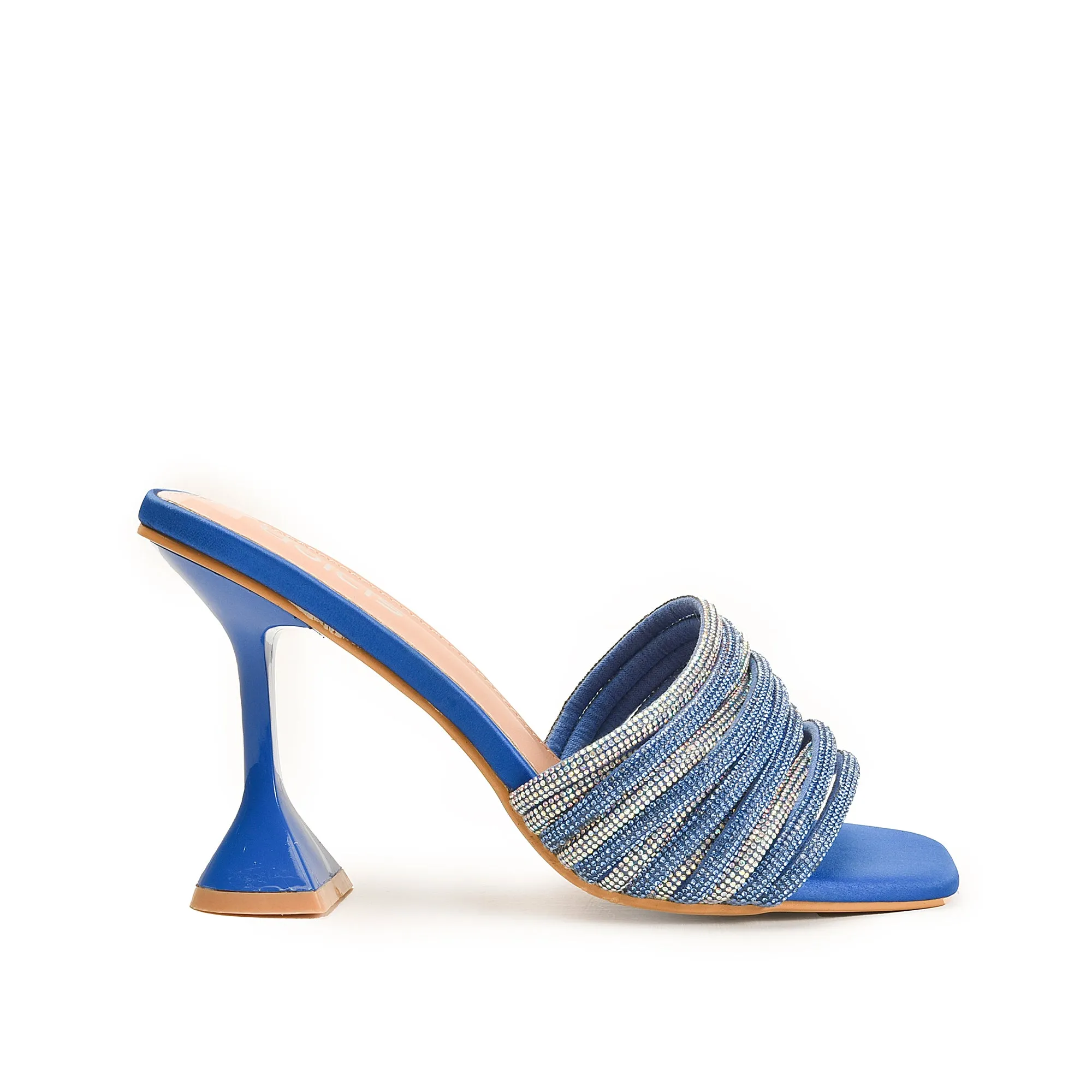 Stylish Blue Beaded High Heels | 577L-Q