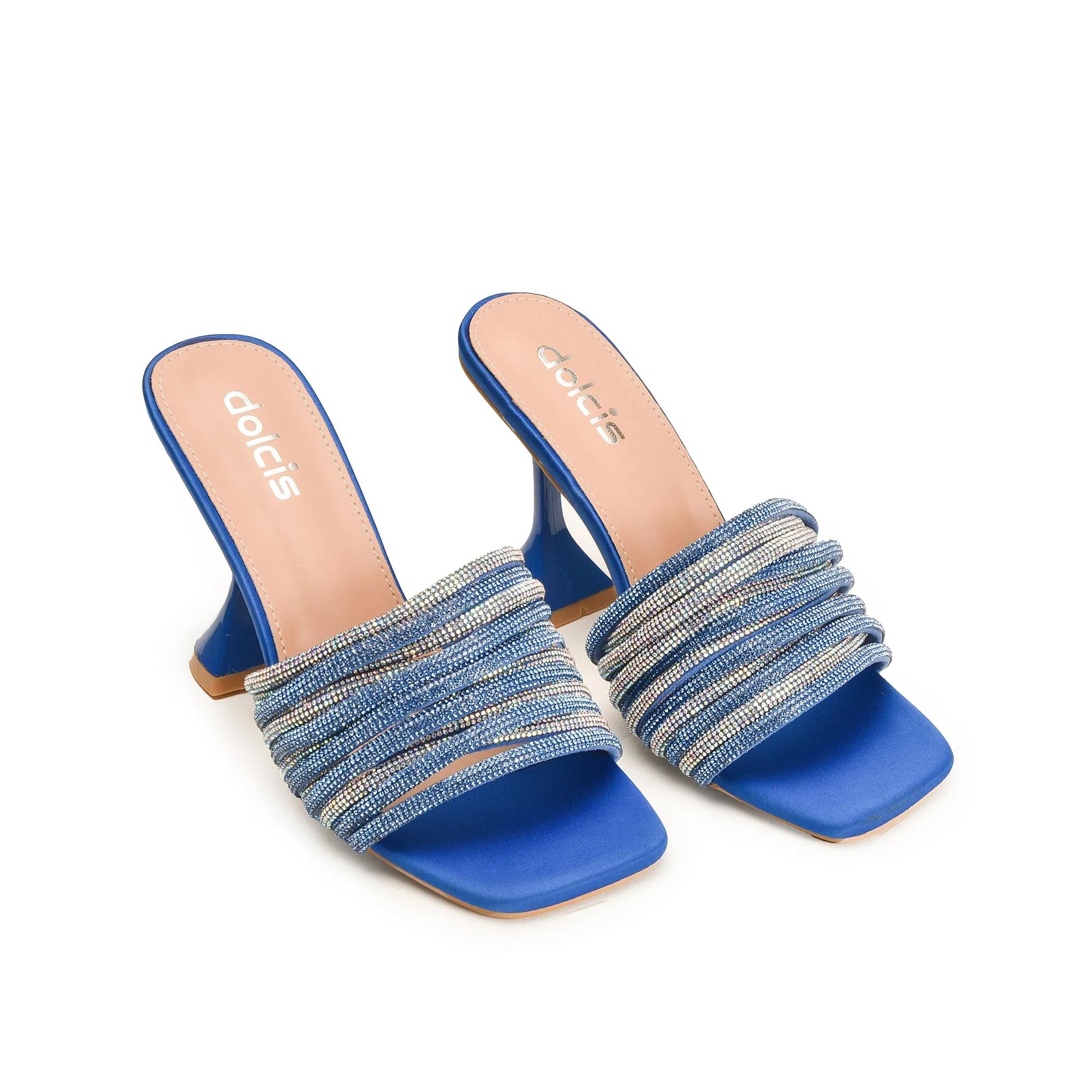 Stylish Blue Beaded High Heels | 577L-Q