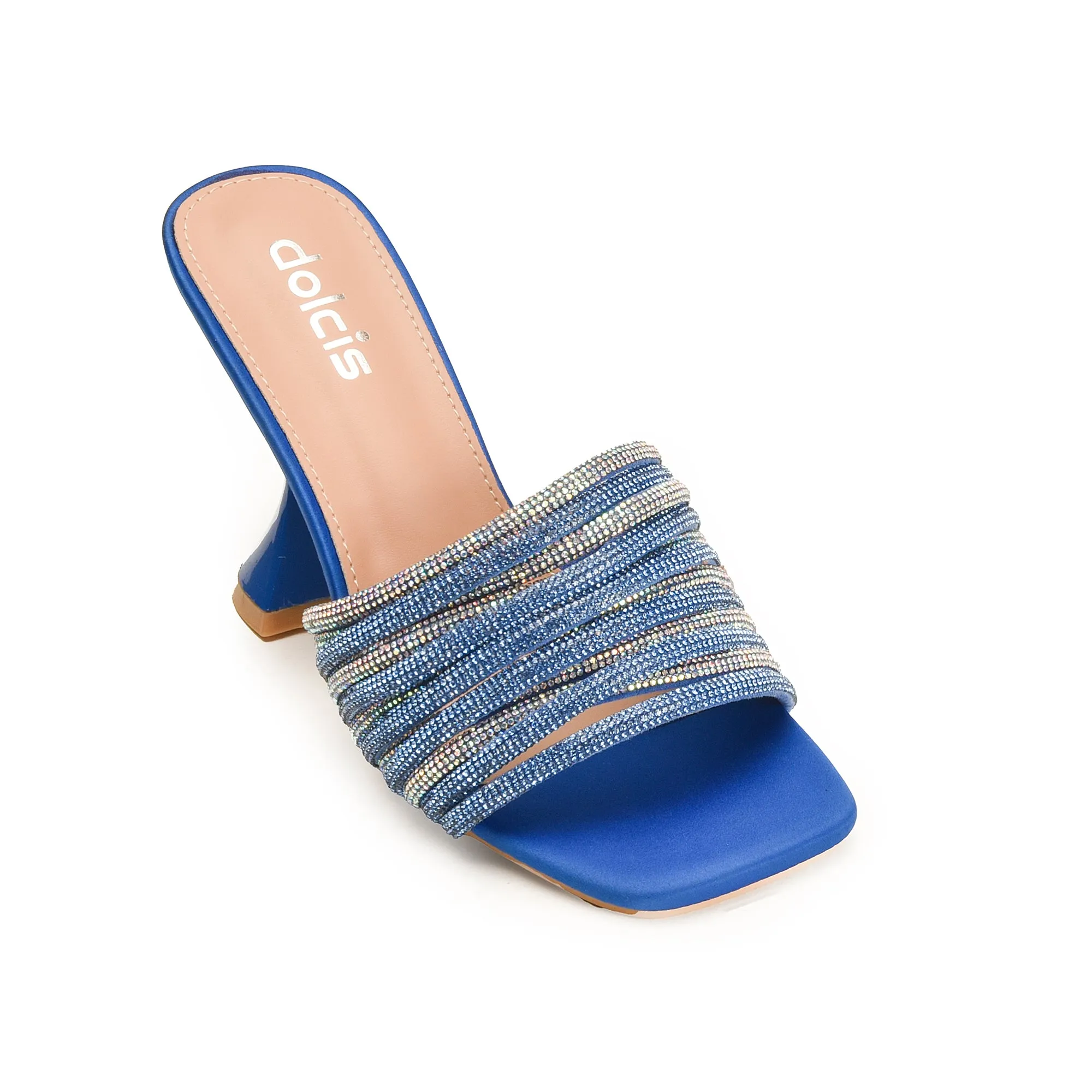 Stylish Blue Beaded High Heels | 577L-Q