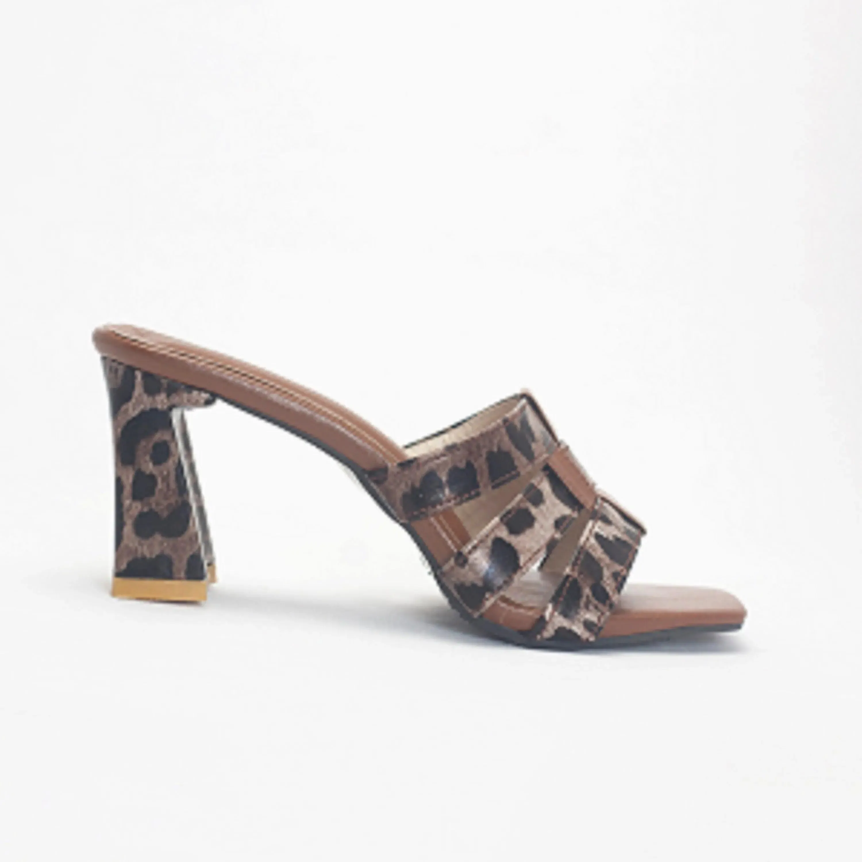 Stylish Cheetah Print Heels Mules For Women's | Nawabi Shoes BD