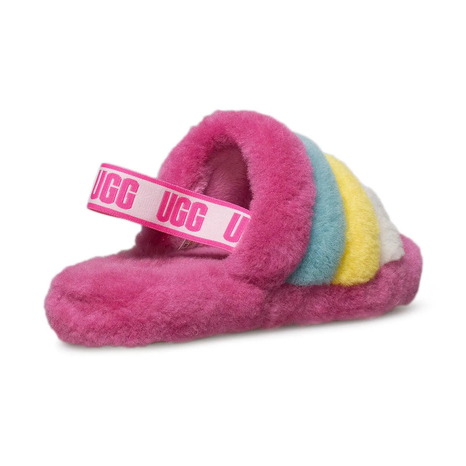 UGG Fluff Yeah Slide Neon Rainbow Slippers - Youth