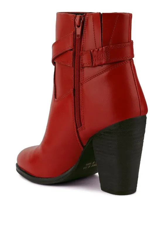 Winter Fuschia Pink Leather Heeled Ankle Boots