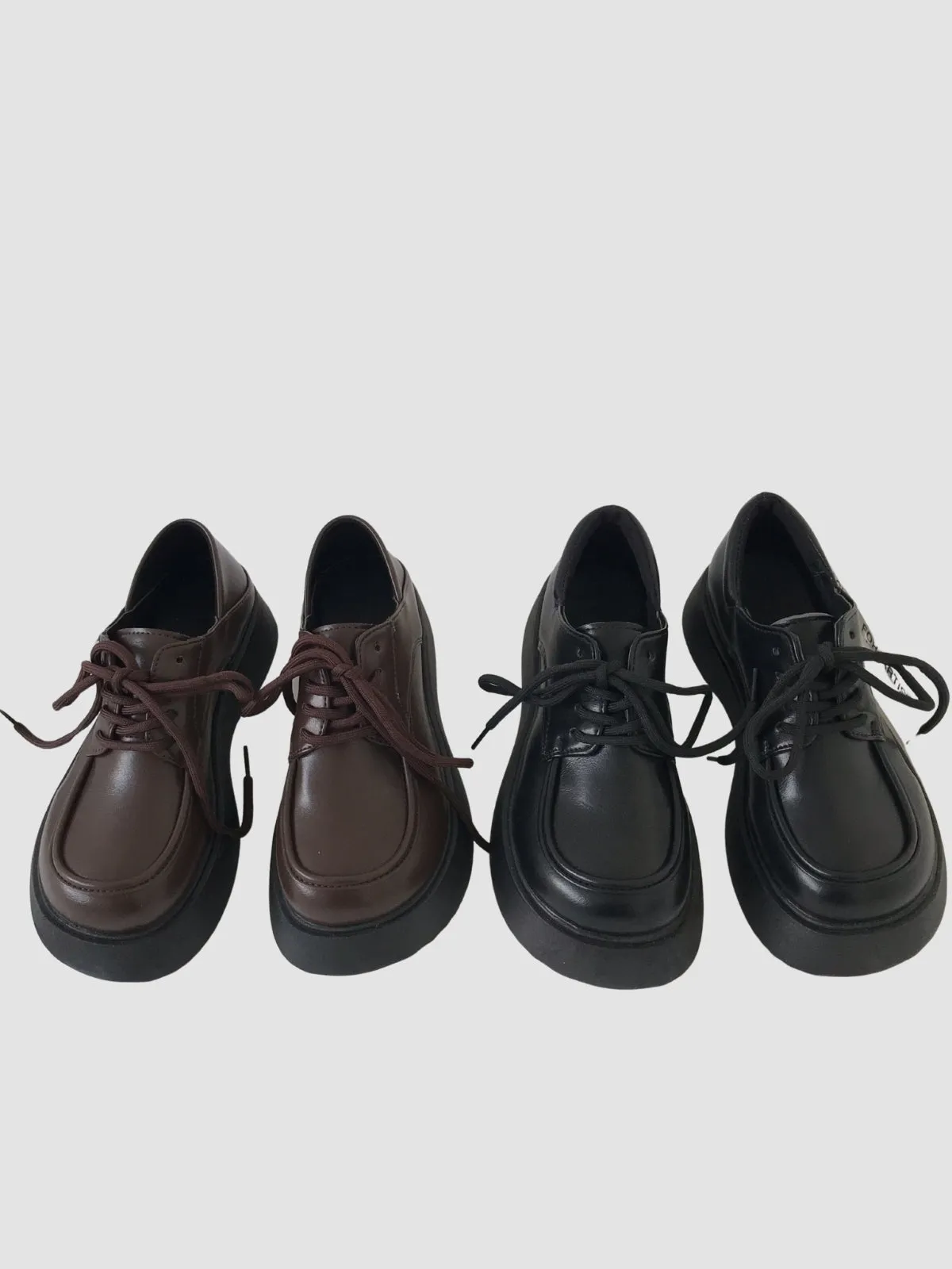 WLS Thick Sole Retro Leather Women Shoes