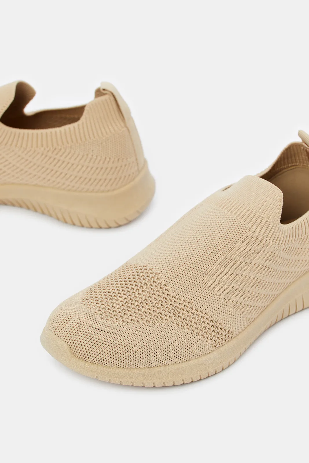 Women Taupe Slip On Sneakers