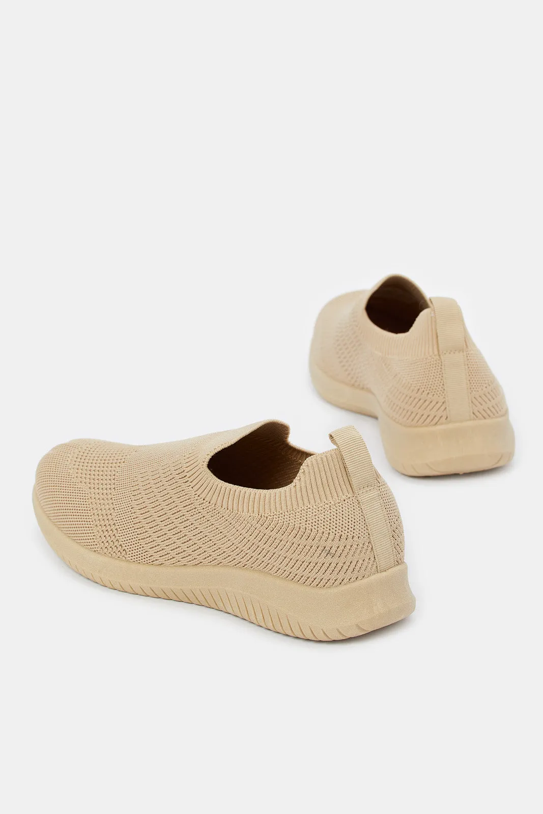 Women Taupe Slip On Sneakers