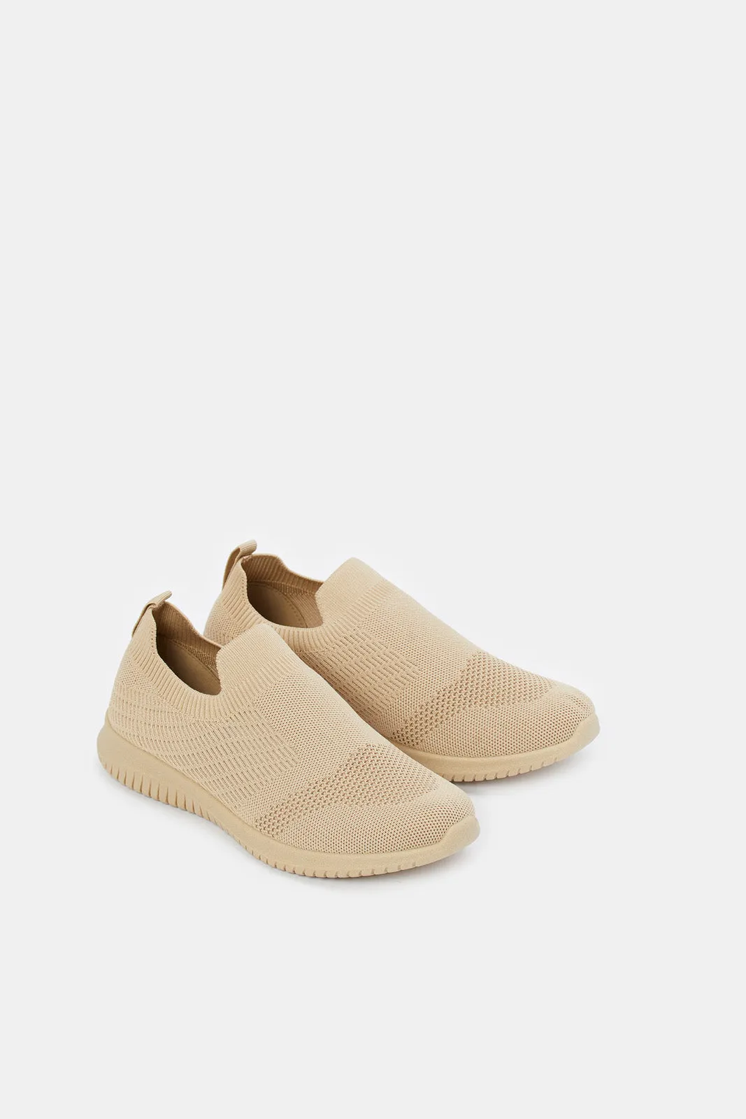 Women Taupe Slip On Sneakers