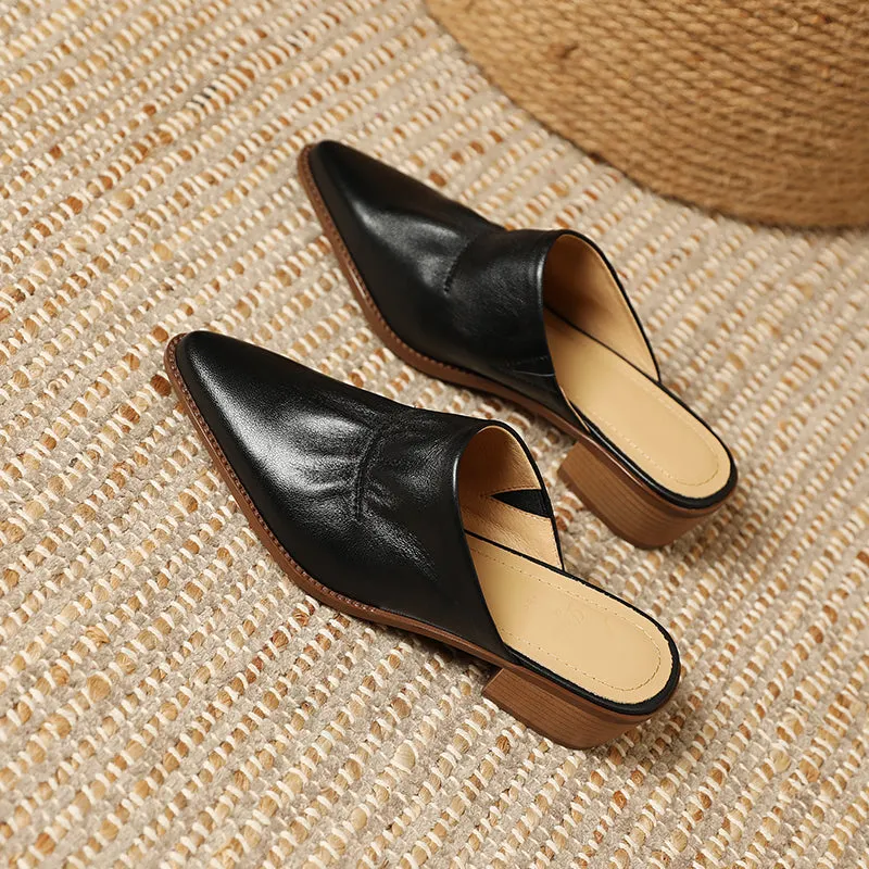 Zya Pointed Toe Low Heel Mules