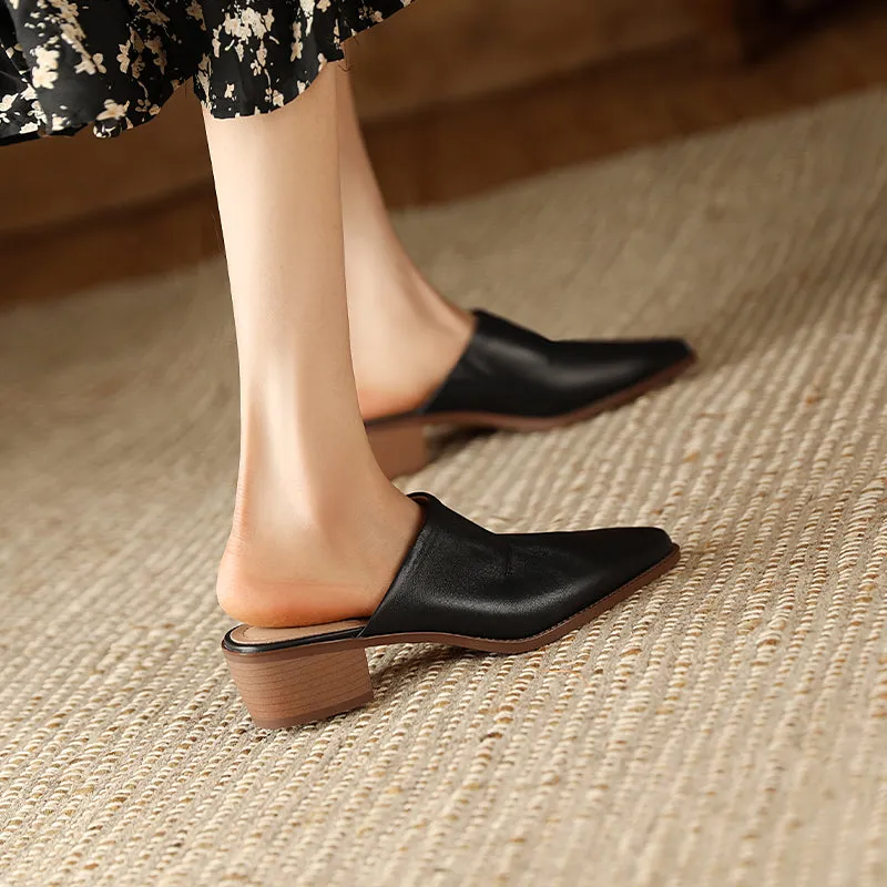 Zya Pointed Toe Low Heel Mules