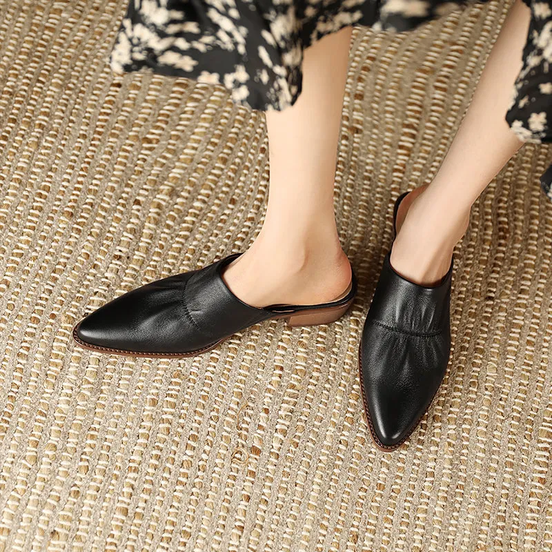 Zya Pointed Toe Low Heel Mules